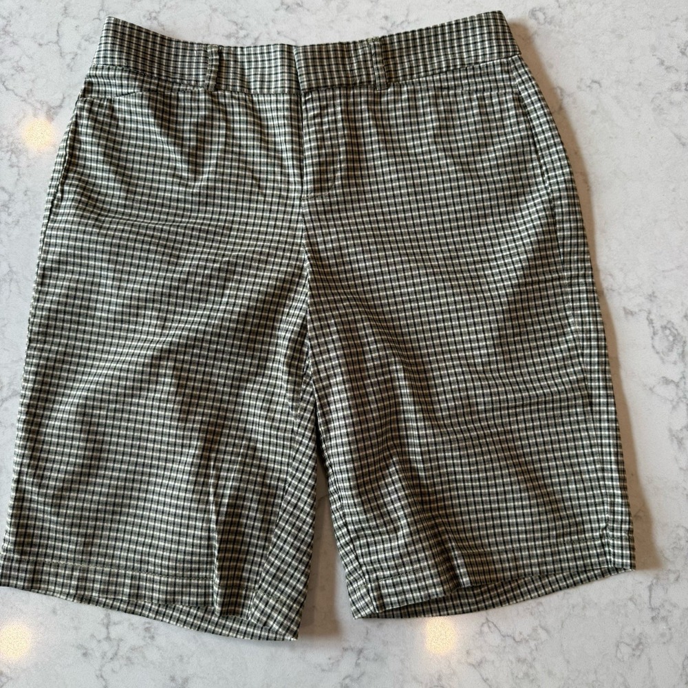 Dockers Metro Bermuda Shorts "Ideal Fit" Olive Black Plaid Women's Size 4